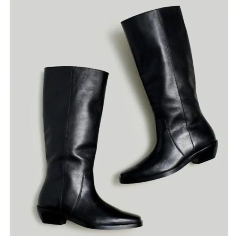 Madewell The Antoine Tall Boot Black Leather Womens Sz 10.5 Western Cowboy